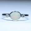 Natural Australian Coober Pedy White Opal Silver and Diamond Pendant