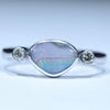 Natural Australian Boulder Opal Silver and Diamond Ring