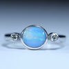 Natural Australian Queensland Boulder Opal Silver and Diamond Ring