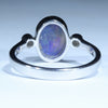 Lightning Ridge Solid Black Opal and Diamond Silver Ring - Size 9 Code CC567