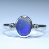 Silver Natural Australian Lighting Ridge Opal and Diamond Ring
