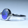 Sterling Silver - Solid Lightning Ridge Dark Opal - Natural Diamonds