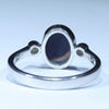 Lightning Ridge Solid Dark Opal and Diamond Silver Ring - Size 8.75 Code CC639