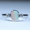 Natural Australian Coober Pedy Opal Silver and Diamond Ring
