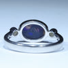 Lightning Ridge Solid Black Opal and Diamond Silver Ring - Size 7.5 Code CC644