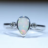 Silver Natural Australian Coober Pedy White Opal and Diamond Pendant