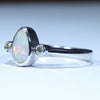 Coober Pedy White Opal and Diamond Silver Ring - Size 7.75 Code CC642