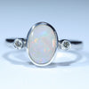 Natural Australian Coober Pedy Dark Opal Silver and Diamond Ring