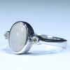 Coober Pedy Solid Opal and Diamond Silver Ring - Size 7 Code CC641