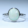 Natural Australian Coober Pedy White Opal Silver and Diamond Ring