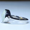 Coober Pedy White Opal and Diamond Silver Ring - Size 8.25 Code CC640