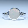 Silver Natural Australian Solid Coober Pedy Opal and Diamond Ring