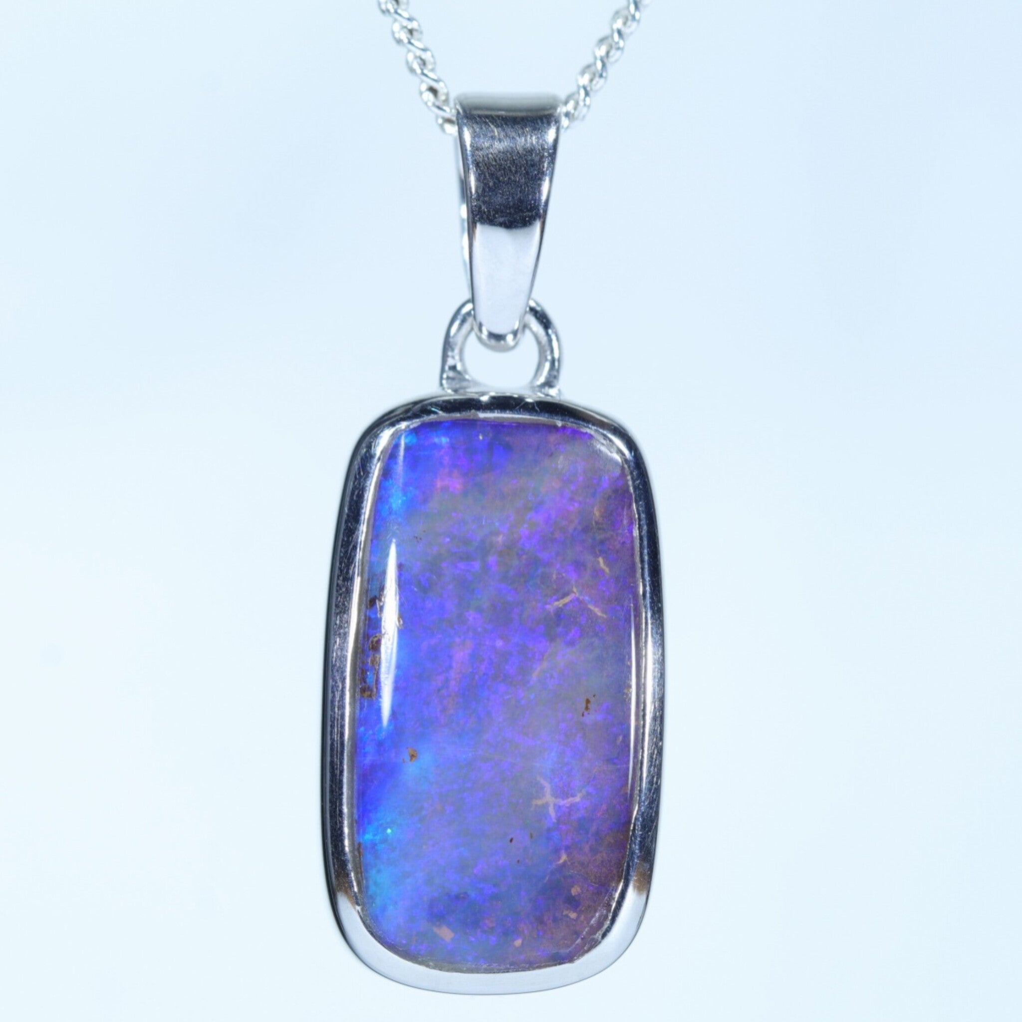 Australian Pipe Opal Silver Pendant with Silver Chain (16mm x 9mm) Code - Y380