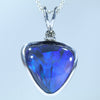 Natural Australian Black Opal Silver and Diamond Pendant