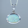 Natural Australian Boulder Opal Silver and Diamond Pendant