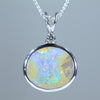 Natural Australian Boulder Opal Silver and Diamond Pendant