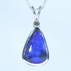 Natural Australian Black Opal Silver and Diamond Pendant