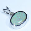 Australian Boulder Opal and Diamond Silver Pendant with Silver Chain (10mm x 8.5mm)  Code - Y376