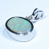 Australian Boulder Opal and Diamond Silver Pendant with Silver Chain (10mm x 8.5mm)  Code - Y376