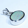 Australian Boulder Opal and Diamond Silver Pendant with Silver Chain (10mm x 8.5mm)  Code - Y376