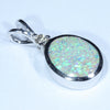 Australian Boulder Opal and Diamond Silver Pendant with Silver Chain (10mm x 8mm)  Code - Y377