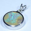 Australian Boulder Opal and Diamond Silver Pendant with Silver Chain (10mm x 12mm)  Code - Y372