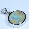 Australian Boulder Opal and Diamond Silver Pendant with Silver Chain (10mm x 12mm)  Code - Y372