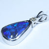 Lightning Ridge Black Opal and Diamond Silver Pendant with Silver Chain (12mm x 8mm) Code - Y375