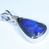 Lightning Ridge Black Opal and Diamond Silver Pendant with Silver Chain (12mm x 8mm) Code - Y375