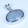 Australian Boulder Opal and Diamond Silver Pendant with Silver Chain (8mm x 12mm)  Code - Y395