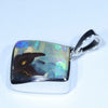 Australian Boulder Opal Silver Pendant with Silver Chain (18mm x 19mm) Code - Y394