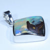 Australian Boulder Opal Silver Pendant with Silver Chain (18mm x 19mm) Code - Y394