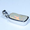 Coober Pedy Solid Opal and Diamond Silver Pendant with Silver Chain (15.5mm x 8mm) Code - Y367