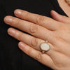 Coober Pedy White Opal and Diamond Gold Ring - Size 7.5 US Code - T78