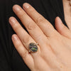 Lightning Ridge Black Opal and Diamond  Gold Ring Size 7.25 Code - T83