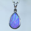 Natural Australian Boulder Opal Silver and Diamond Pendant