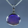 Natural Australian Lightning Ridge Dark Opal Diamond and Silver Pendant