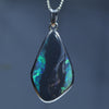 Natural Australian Black Opal Silver Pendant