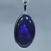 Natural Australian Black Opal Silver Pendant