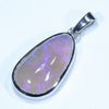 Lightning Ridge Crystal Opal and Diamond Silver Pendant with Silver Chain (19 mm x 11mm) Code - Y398
