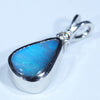 Australian Boulder Opal and Diamond Silver Pendant with Silver Chain (10mm x 7mm)  Code - Y366