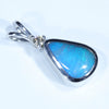 Australian Boulder Opal and Diamond Silver Pendant with Silver Chain (10mm x 7mm)  Code - Y366