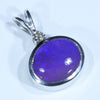 Lightning Ridge Solid Opal and Diamond Silver Pendant with Silver Chain (10.5 mm x 8mm) Code - Y391