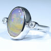 10k White Gold - Solid Queensland Boulder Opal - Natural Diamonds