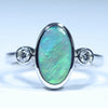 Natural Australian Coober Pedy Opal White Gold and Diamond Ring