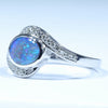 10k White Gold - Solid Lightning Ridge Dark Opal - Natural Diamonds