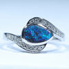 Natural Australian Boulder Opal White Gold and Diamond Ring