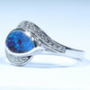 10k White Gold - Solid Queensland Boulder Opal - Natural Diamonds