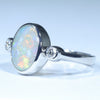 10k White Gold - Solid Coober Pedy Dark Opal - Natural Diamonds