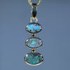Natural Australian Boulder Opal 3 Drop Gold Opal Pendant